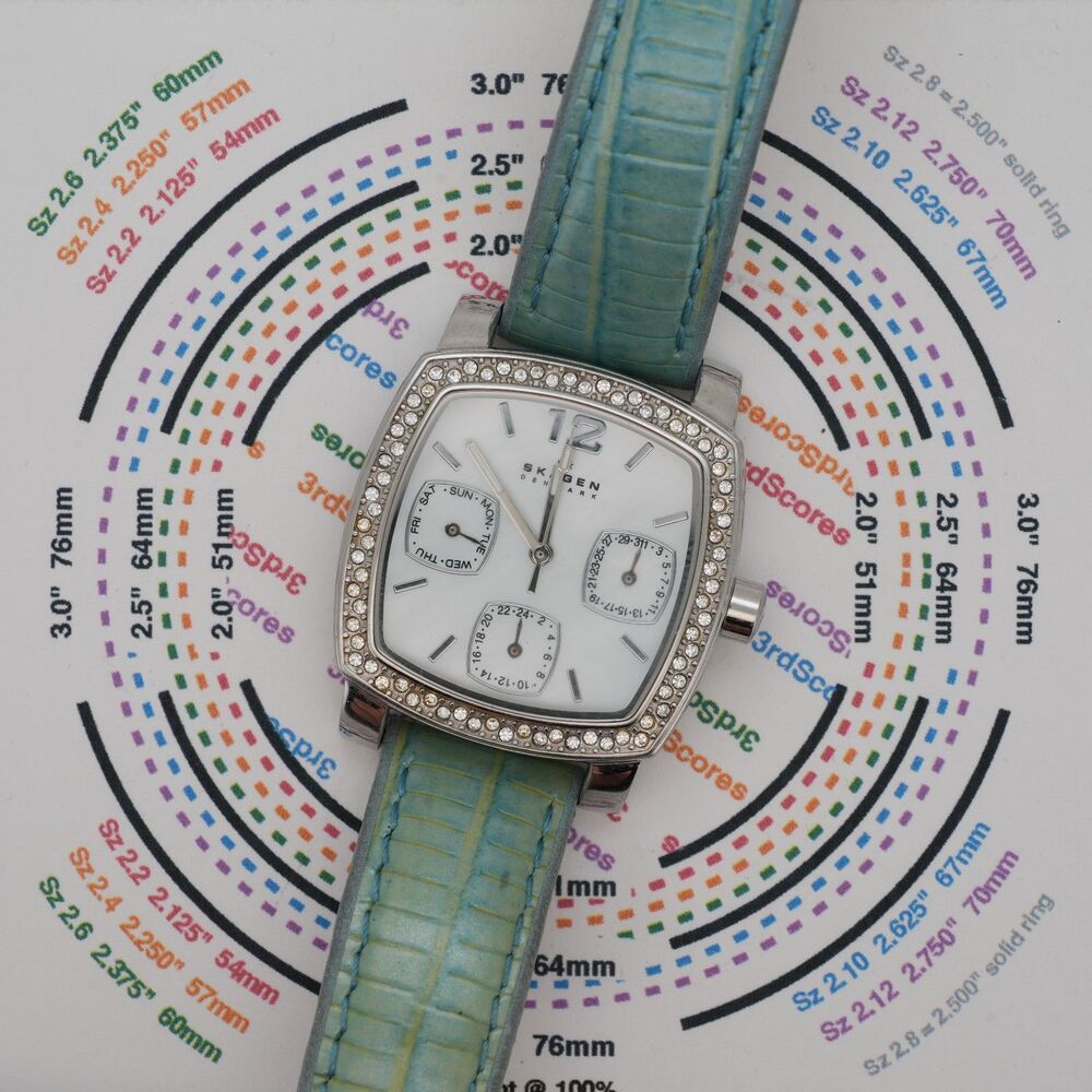 Skagen Denmark 558SSLI8A Watch Swarovski Crystal Bezel Square Case 25mm Quartz - Picture 4 of 10